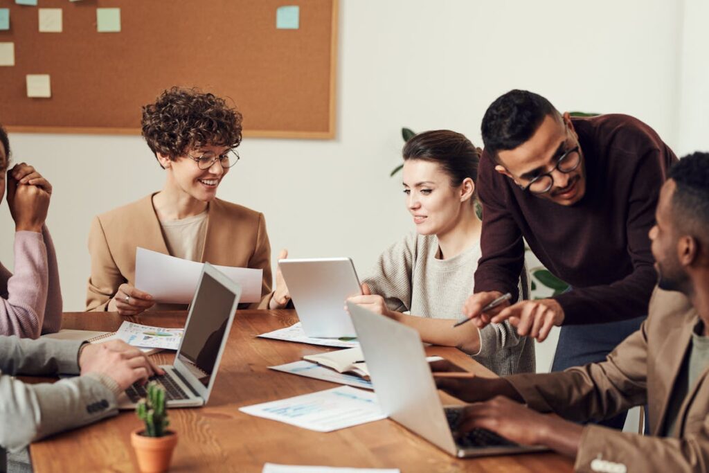 Small business team working in modern office